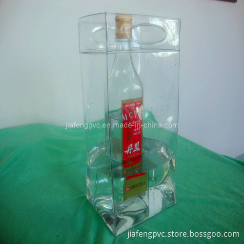 Clear PVC Alcohol Bag With Elliptic Die-Cut Handle for Cooling Use